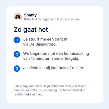 Shanty geeft bijles taal en begrijpend lezen in Haarlem, Privéles, Bijles