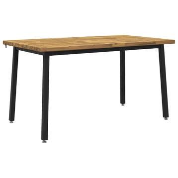 vidaXL 140 x 80 x 75 cm Massief Acaciahout Wit en zwart, Verzenden, Nieuw
