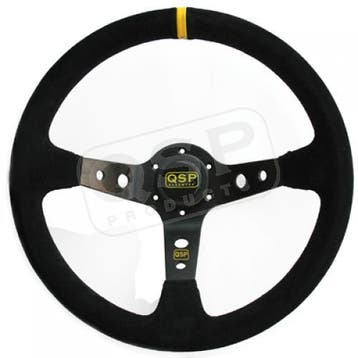 QSP Sportstuur Suede 90mm Diep Deep Dish Zwart B5615, Nieuw