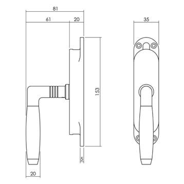 Intersteel set kruk-espagnolet rechts Ton 400 incl., Verzenden, Nieuw