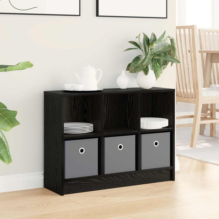 vidaXL Dressoir met lade Zwart Eiken 73,5 x 22,5 x 53,5 cm, Huis en Inrichting, Kasten | Dressoirs, Minder dan 25 cm, Nieuw, 50 tot 100 cm