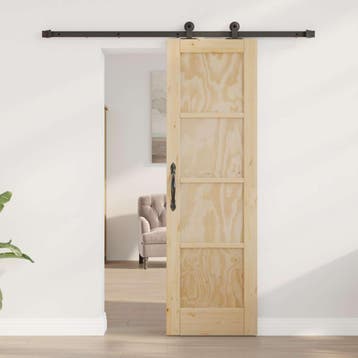 vidaXL Schuifdeur 61 x 198,5 cm Bewerkt hout Naturel en, Verzenden, Nieuw