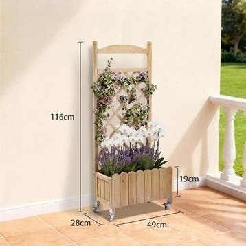 Plantenbak met kliemrek - Bloembak - Met trellis - 49x28x116, Verzenden, Zo goed als nieuw