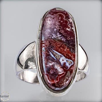 Natuurlijke Crazy Lace Agaat ring uit Mexico – edelsteenring, Verzamelen