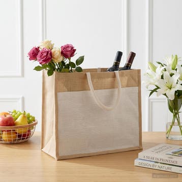 vidaXL Jute handtassen met zak 5 Natuurlijk en Wit 42 x 33 x, Verzenden, Nieuw