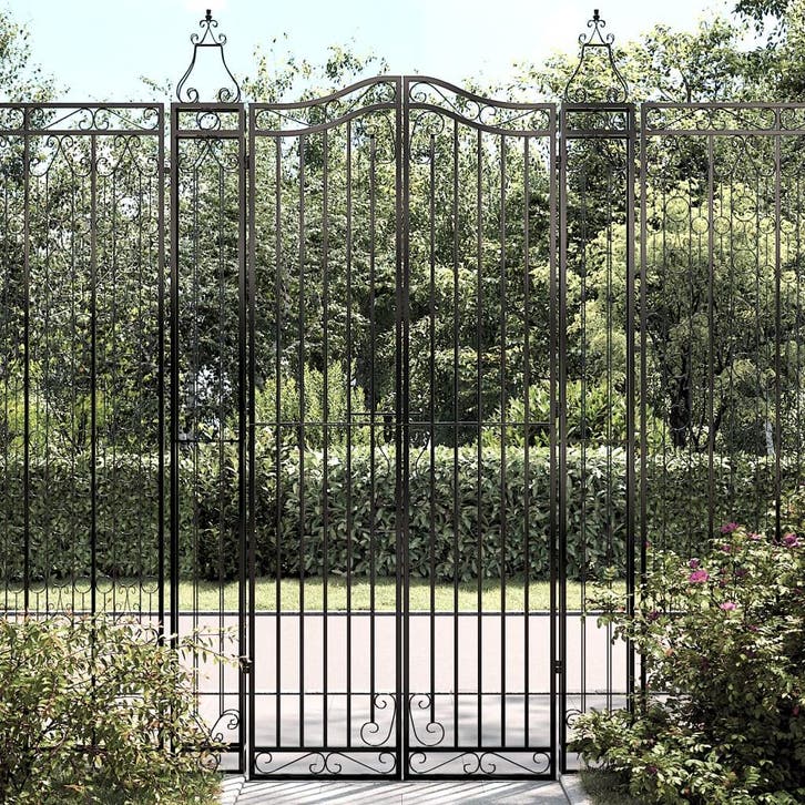 vidaXL Poort 121x8x200 cm smeedijzer zwart, Tuin en Terras, Tuinpoorten, Nieuw, Verzenden