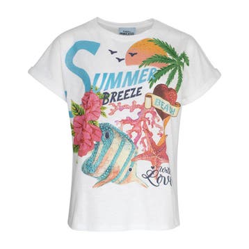 Frogbox • wit t-shirt summer breeze beach • 36, Princess goes Hollywood, Verzenden, Wit, Nieuw