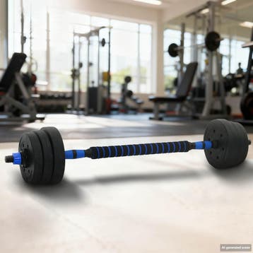 vidaXL 2-in-1 Halter-Barbell Set 20 kg Zwart en Blauw, Verzenden, Nieuw