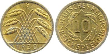 10 Pfennig Duitsland 10 Reichspfennig 1930 G prfr J 317, Verzenden