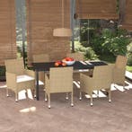 vidaXL 7-delige Tuinset met kussens poly rattan beige, Tuin en Terras, Tuinsets en Loungesets, Verzenden, Nieuw, 6 zitplaatsen