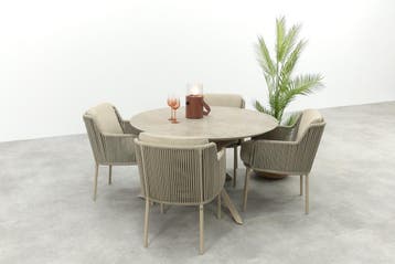 4SO Bernini/Prado 4-persoons ronde dining tuinset Ø130 cm. -, Verzenden, Nieuw, Rvs, Tuinset