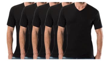 5 stuks Bonanza Basic T-shirt - V-hals - 100% katoen - Zwart, Verzenden