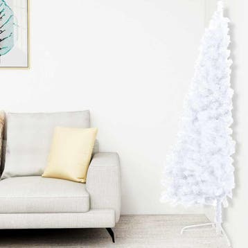 vidaXL Kunstkerstboom met verlichting en kerstballen half, Verzenden, Nieuw