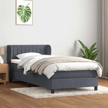 vidaXL Boxspring met matras fluweel donkergrijs 80x220 cm, Eenpersoons, Verzenden, Nieuw, Stof