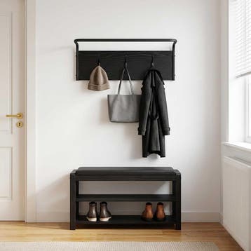 vidaXL Kapstok Wandgemonteerd Zwart eiken 60 x 30 x 25 cm, Verzenden, Nieuw
