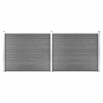 vidaXL Schuttingpanelenset 353x146 cm HKC grijs, Verzenden, Nieuw, Hout