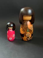 Set van 2 Usaburo Kokeshi Japanse Traditionele Houten Poppen