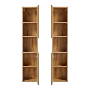 Kolomkast Newport 140x30x25 cm eikenkleurig en zwart [en.cas, Huis en Inrichting, Badkamer | Badkamermeubels, Verzenden, Nieuw