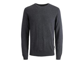 Veiling - Jack &amp; Jones Emil Knit Crew Neck Dark Grey Mel, Nieuw