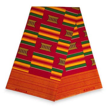 Afrikaanse wax print stof - Rood Pan Africa Kente Print Ghan, Ophalen of Verzenden, Nieuw