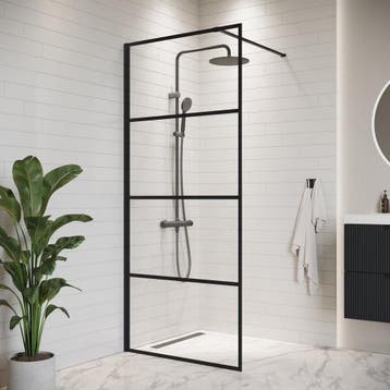 Douchewand Essos 50 x 200 cm Zwart – Inloopdouche 8 mm, Verzenden, Nieuw, Douche