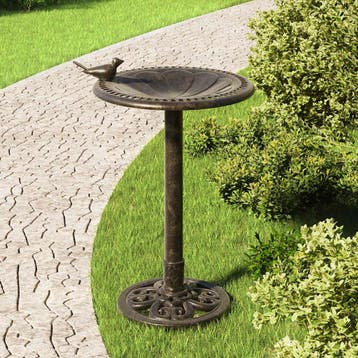 vidaXL Vogelbad kunststof bronskleurig, Tuin en Terras, Verzenden, Nieuw