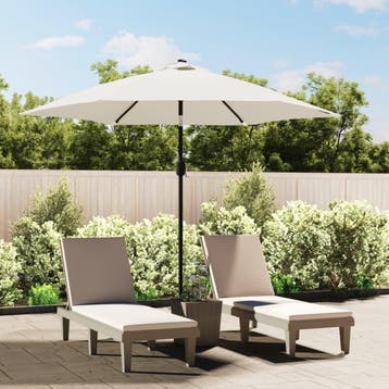 vidaXL Zweefparasol met LED 3 m zandwit, Verzenden, Nieuw, 3 tot 4 meter, Zweefparasol