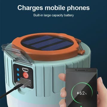 Draagbare LED Campinglamp met Solar & USB Opladen - Waterdic, Verzenden, Nieuw