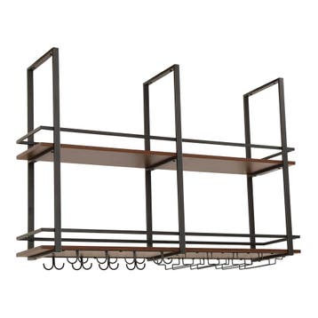 Wijnrek Hubro zwart en walnootkleurig 120x30x85 cm [en.casa], Verzenden, Nieuw