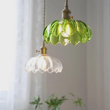 Nordic Groene Glazen Hanglamp met Koperen Fitting - Sfeervol, Verzenden, Nieuw