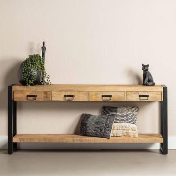 Mangohout Sidetable Britt 180 cm, Verzenden, Nieuw, Overige houtsoorten, Industriële meubels