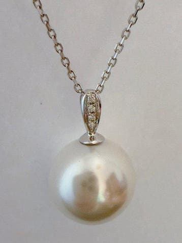 Zonder minimumprijs - Ketting met hanger - 18 karaat Witgoud