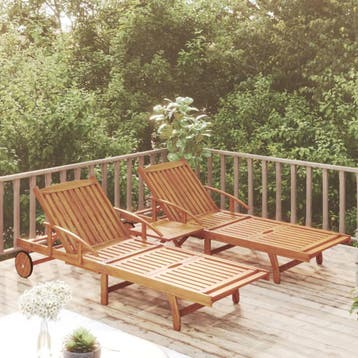 vidaXL Ligbeddenset met tafel massief acaciahout, Verzenden, Nieuw
