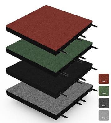 Rubber tegel met pen- en gat verbinding 50x50 cm - 55 mm, Verzenden, Nieuw