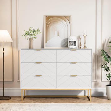 Commode - Dressoir - Ladekast - 100x34x73,5 cm - Wit - UEV, Verzenden, Zo goed als nieuw
