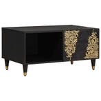 vidaXL Salontafel Zwart 80 x 50 x 40 cm Massief Mango Hout, Verzenden, Nieuw, 50 tot 100 cm, Minder dan 50 cm