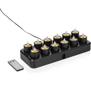 LED Kaarsen | Zwart | Warm Wit (2700K) | 12 Stuks |, Verzenden, Nieuw in verpakking
