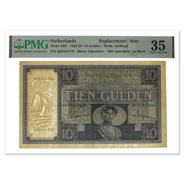 10 Gulden Zeeuws Meisje 1924 PMG 35, Verzenden