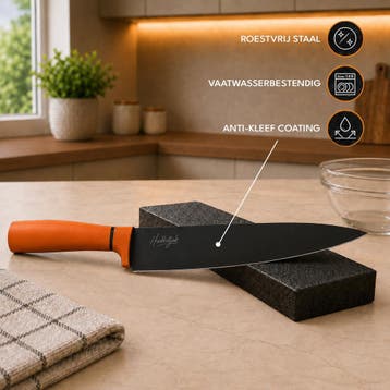 Nieuwe messenset 6-delig keukenmessen oranje (doos schade), Verzenden, Nieuw, Rvs of Chroom