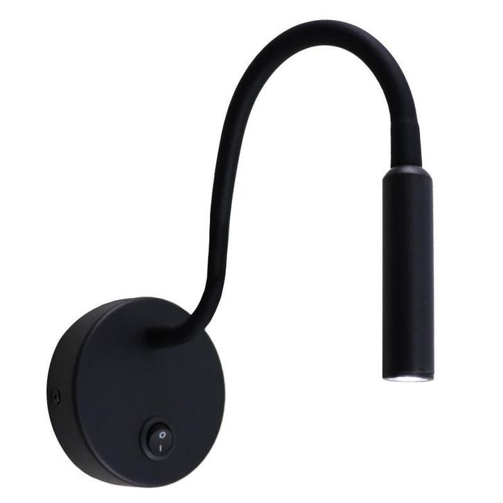 Moderne bedlamp zwart, Fiona, met schakelaar, Huis en Inrichting, Lampen | Wandlampen, Nieuw, Metaal, Ophalen of Verzenden