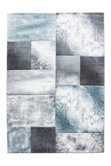 Modern Vloerkleed | Hawaii | Blokken | Blauw | 80x300 cm, Verzenden, Nieuw