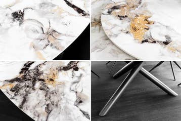 Ronde eettafel SPIN 150cm wit grijsbruin met 360° draaibaar, Huis en Inrichting, Ophalen of Verzenden, Nieuw