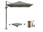 Voyager T1 zweefparasol 300x200 cm taupe met 75KG voet en, Tuin en Terras, Parasols, Ophalen of Verzenden, Nieuw