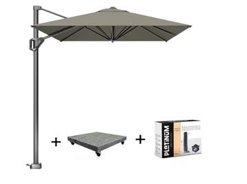 Voyager T1 zweefparasol 300x200 cm taupe met 90KG voet en, Ophalen of Verzenden, Nieuw