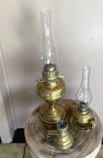 Olielamp (3) - Messing, Glas - 3 Olielampen, Antiek en Kunst