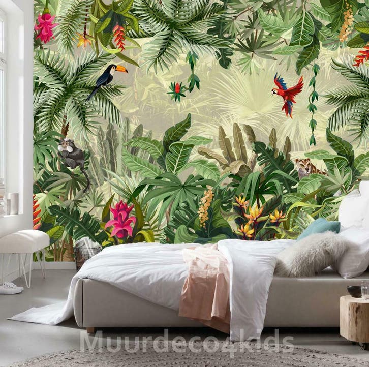 Into the Jungle behang, Muurdeco4kids, Huis en Inrichting, Stoffering | Behang, Verzenden