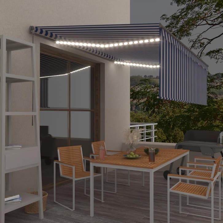 vidaXL Luifel handmatig uittrekbaar met rolgordijn LED 4x3 m, Tuin en Terras, Zonneschermen, Nieuw, Verzenden