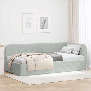 vidaXL Hoekbedframe Lichtgrijs 100 x 200 cm Fluweel, Verzenden, Nieuw, Stof