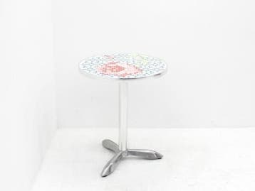 Bijzettafel - Ø60cm - mozaiekprint - 3-poot chroom, Ophalen of Verzenden, Gebruikt