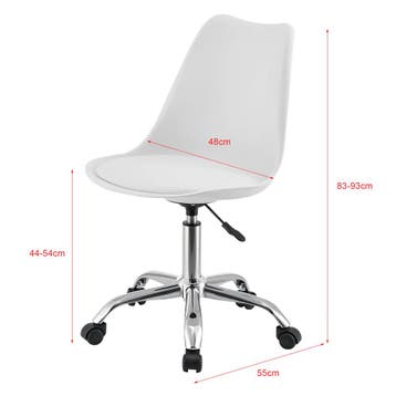 Bureaustoel Atherton op wielen 83-93x48x55 cm wit, Verzenden, Nieuw